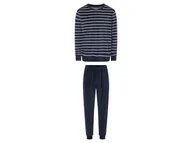 Piżamy męskie - LIVERGY® Piżama męska welurowa z bawełną (XL(56/58), Paski/granatowy) - miniaturka - grafika 1