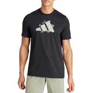 Koszulki sportowe męskie - Koszulka adidas Aeroready Tennis Logo Slam Graphic IS2419 - czarna - Adidas - grafika 1