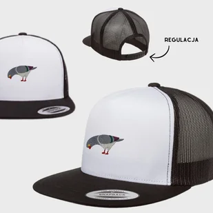 Haftowana czapka z prostym daszkiem (snapback) GOŁĄB biało-czarna - Czapki i chusty sportowe męskie - miniaturka - grafika 1