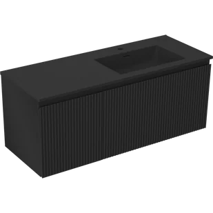 Mexen Rivel szafka łazienkowa 120 cm z umywalką Otis prawą, 1S, 1D, ryflowana, czarna mat - 91A23-12047-3-BBFF71-W18P71 - Szafki łazienkowe - miniaturka - grafika 1