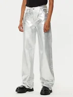 Spodnie damskie - Armani Exchange Spodnie materiałowe XW000056 AF10836 M8047 Srebrny Relaxed Fit - miniaturka - grafika 1