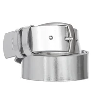 Paski - Klasyczny Pasek Damski VerMari Skórzany Srebrny Blask 4 cm - miniaturka - grafika 1