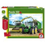 Puzzle - Schmidt Spiele Puzzle 56315 John Deere 6195M i rozdrabniacz 8500i, 100 części puzzle dziecięce z traktorem Siku, kolorowe - miniaturka - grafika 1