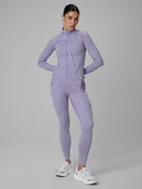 Legginsy - 4F Legginsy treningowe szybkoschnące damskie - fioletowe L - miniaturka - grafika 1