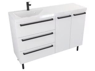 Szafka Stojąca Z Umywalką ATH 120 cm SD Lewa - Biały Mat - Uchwyty Czarne Matowe - Szafki łazienkowe - miniaturka - grafika 1