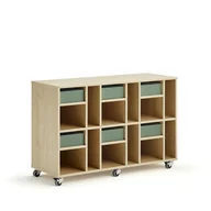 Meble do szkół i przedszkoli - Regał szkolny CASPER, 6 szuflad, 12 przegród, brzoza, ciemnozielony - miniaturka - grafika 1