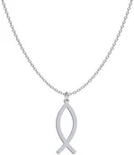 Biżuteria religijna - Naszyjnik Srebrny z Rybą Ichtys Łańcuszek 925 Prezent - miniaturka - grafika 1