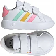 Buty dla dziewczynek - buty dziecięce sportowe adidas grand court na rzepy dla dziecka lekkie 27 - miniaturka - grafika 1