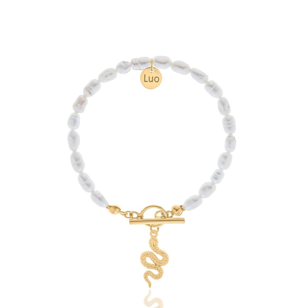 Bransoletka z naturalnych pereł z wężem