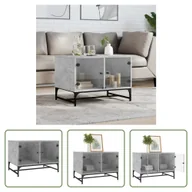 Ławy i stoliki kawowe - The Living Store Stolik kawowy ze szklanymi drzwiami betonowy szary 68,5x50x50 cm - miniaturka - grafika 1