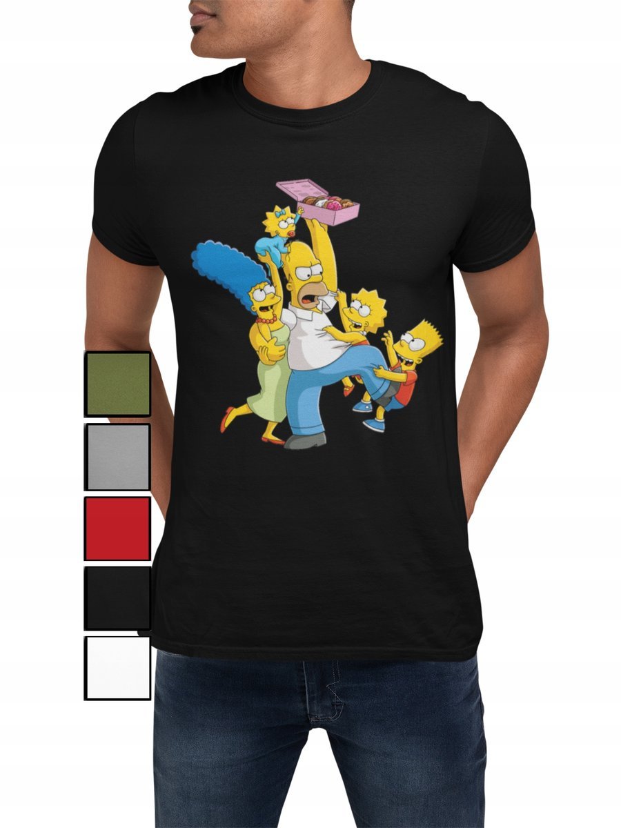 KOSZULKA T-SHIRT MĘSKA Z NADRUKIEM SIMPSON BART NA PREZENT - L