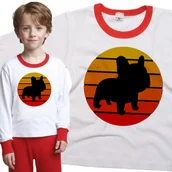 Piżamy dla dziewczynek - Piżama dziecięca Buldog Francuski Szczeniak Buldożek Retro 86/92 - VoloDonum - miniaturka - grafika 1