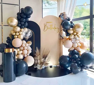 ZESTAW GIRLANDA BALONOWA GRANATOWO ZŁOTA 124SZT - Balony i akcesoria - miniaturka - grafika 1