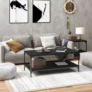 Lumarko Stolik kawowy, czarny, 100x50x40 cm, materiał drewnopochodny - Ławy i stoliki kawowe - miniaturka - grafika 1