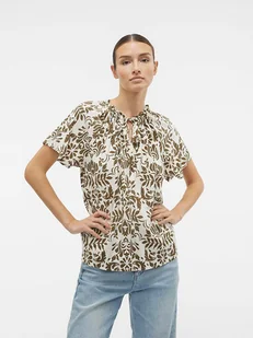 Vero Moda Bluzka "Imma" w kolorze kremowo-oliwkowym - Bluzki damskie - miniaturka - grafika 1
