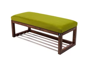Ławka na buty LPG-4 180 cm EMRAWOOD drewno lite kolor orzech siedzisko gładkie kolor pistacja - Ławki do przedpokoju - miniaturka - grafika 1