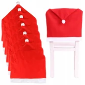 Ozdoby bożonarodzeniowe - ŚWIĄTECZNE POKROWCE NA KRZESŁA CZAPKA MIKOŁAJA DEKORACJA KOMPLET 6SZT - miniaturka - grafika 1