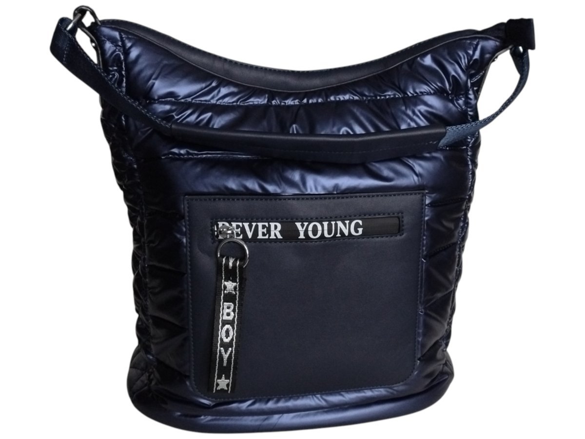 Granatowa Torebka Damska Pikowana Na Ramię I Przez Ramię Pojemna Miejska