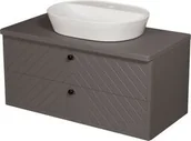 Szafki łazienkowe - Szafka łazienkowa jodełka szara 100 cm KODI z umywalką - miniaturka - grafika 1
