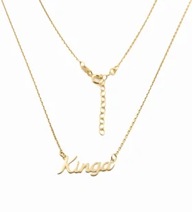 Srebrny naszyjnik pozłacany z imieniem - Kinga - Naszyjniki - miniaturka - grafika 1