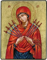 Ikony i obrazy sakralne - Ikona Matka Boska Siedmiu Boleści 18 x 23cm - miniaturka - grafika 1