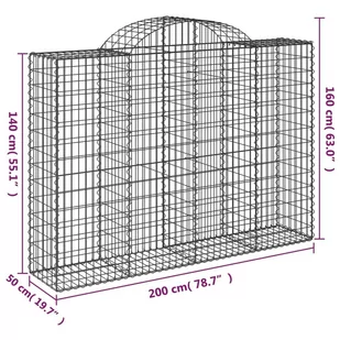 vidaXL Kosze gabionowe, 6 szt, 200x50x140/160 cm, galwanizowane żelazo - Ogrodzenia - miniaturka - grafika 7