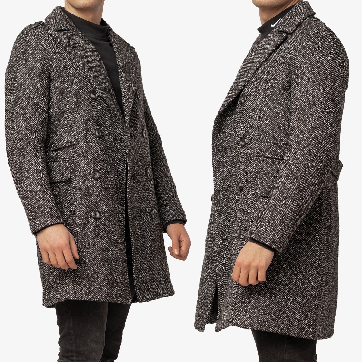 Płaszcz Męski Długi Grafitowy Slim Fit M Szary