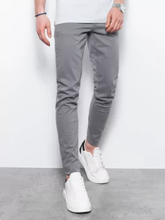 Spodnie męskie - Spodnie męskie chinosy SLIM FIT - szare V25 P1059 - grafika 1