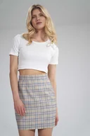 Spódnice - Ołówkowa Mini Spódnica w Kratkę - Wzór 121 - miniaturka - grafika 1