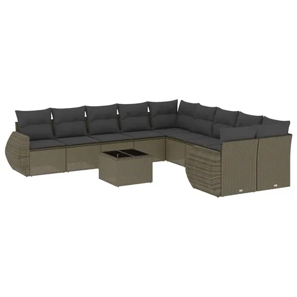 Zestaw mebli ogrodowych jasnoszary rattan PE z poduszkami 62 x 62 x 69 cm