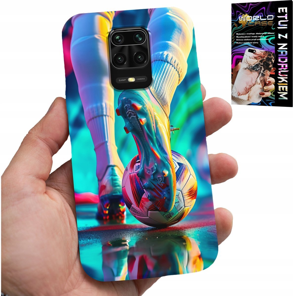 ETUI DO XIAOMI NOTE 9 PRO / 9S - PIŁKA NOŻNA FOOTBALL PIŁKARZE + SZKŁO