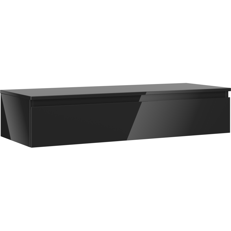 Mexen Orio szafka łazienkowa podumywalkowa 120 cm z blatem, 1 szuflada, czarna połysk - 91A10-12023-1-BFC70