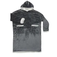 Bluzy damskie - Bluza długa/snuddie szara - miniaturka - grafika 1