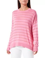 Swetry damskie - United Colors of Benetton Damski sweter z długim rękawem i okrągłym dekoltem, Różowo-czerwone paski 903, S - miniaturka - grafika 1