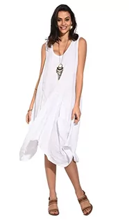 Sukienki - Bonateks damska sukienka 100% lniana wyprodukowana we Włoszech, długa sukienka z okrągłym dekoltem, satyna, rozmiar: L, Satyna, L - grafika 1