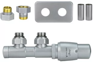 Zawór termostatyczny 50mm TWINS szary metalik prawy GZ1/2 All in One rozeta zespolona prostokątna - Zawory i kraniki - miniaturka - grafika 1