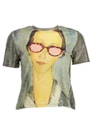 Koszulki i topy damskie - DESIGUAL T-SHIRT Z KRÓTKIM RĘKAWEM DAMSKI ZIELONY - miniaturka - grafika 1