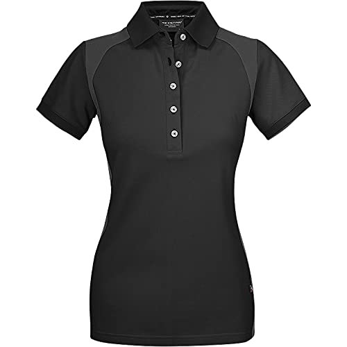 Texstar PSW7 damska koszula ze streczu Pikee z trzema guzikami, rozmiar 2XL, czarna