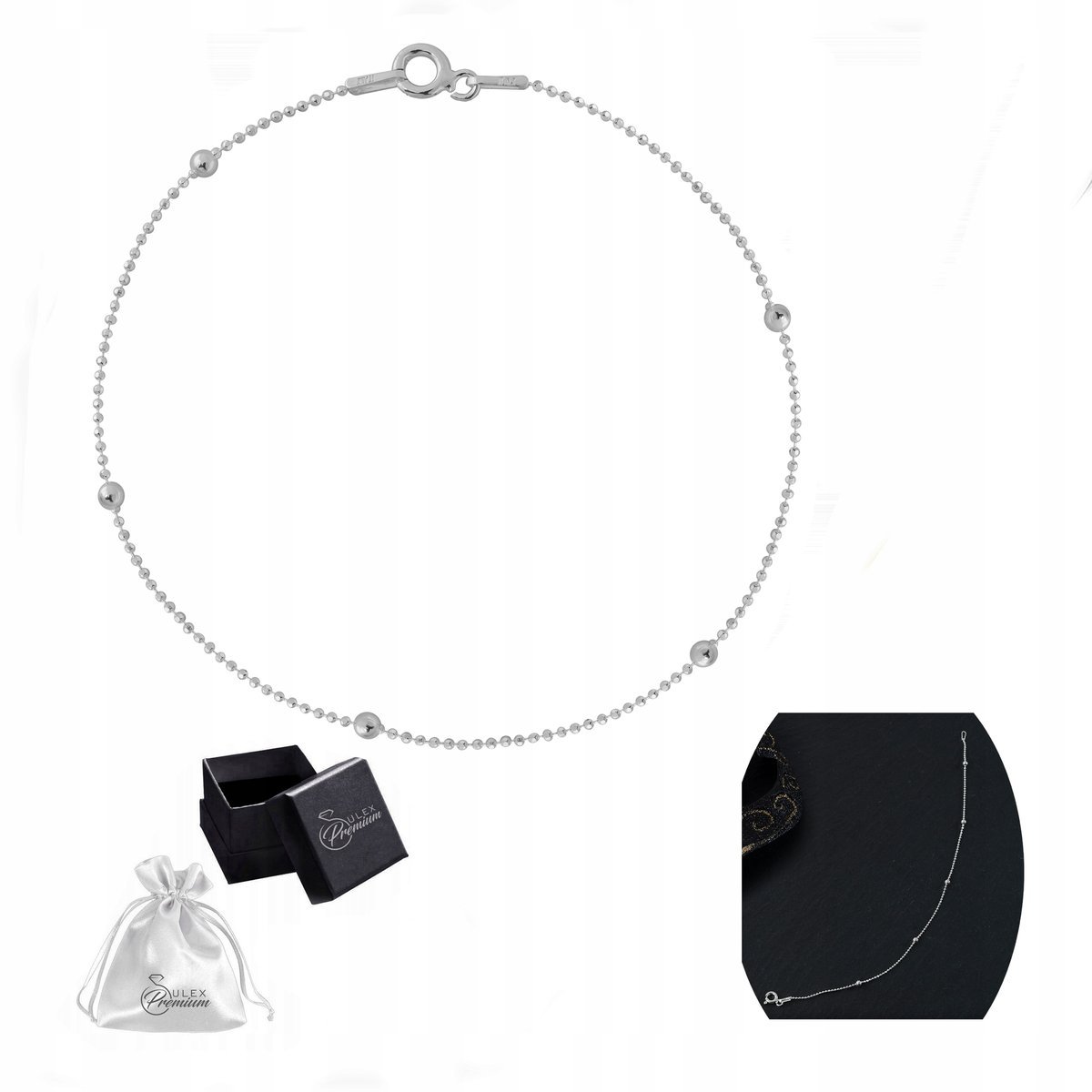 Bransoletka srebro pr. 925 Lekka Bransoletka Rodowana Kulki Kuleczki