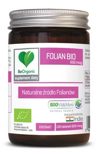 Beorganic Folian BIO 600 mcg Naturalne źródło Folianów (100 tab) BeOrganic brg-032 - Witaminy i minerały - miniaturka - grafika 1