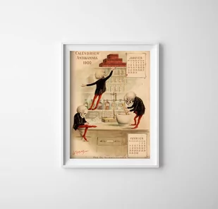 Plakatyw  stylu retro Antikamnia Kalendarz Jan Feb Francais - Plakaty - miniaturka - grafika 1