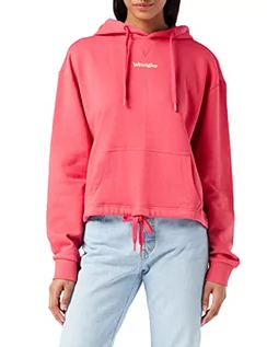 Swetry damskie - Wrangler Damski sweter z kapturem Drawcord Hoodie, różowy (Hot Pink), S - grafika 1