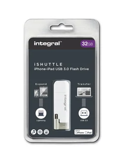 Integral ishuttle USB 3.0 Flash napęd do iPhone/iPad, biały 32 GB INFD32GBISHUTTLE - Huby USB - miniaturka - grafika 2