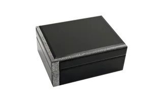 Szkatułka na biżuterię 18,5x14,5x8 cm czarno-srebrna - Pudełka i szkatułki - miniaturka - grafika 1