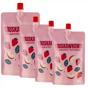 OWOLOVO Truskawkowo Mus jabłkowo-truskawkowy 200 g x 4 sztuk - Koncentraty warzywne, przeciery - miniaturka - grafika 1
