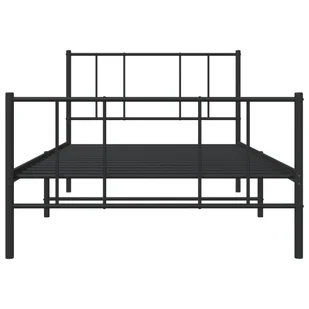 Metalowa rama łóżka z wezgłowiem i zanóżkiem, czarna, 100x190cm Lumarko! - Łóżka - miniaturka - grafika 7