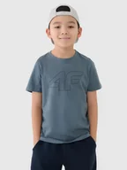 Koszulki dla chłopców - 4F T-shirt z nadrukiem chłopięcy - turkusowy 128 (7-8 lat) - miniaturka - grafika 1