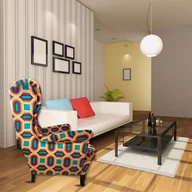 Fotele - Fotel uszak Retro we wzory, welurowy - miniaturka - grafika 1