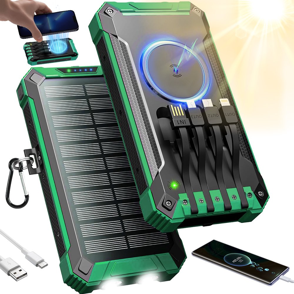 Powerbank Solarny 26800MAH Usb Bezprzewodowy Zasilany Do Telefonu Z Latarka