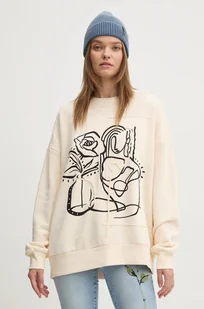 Desigual bluza bawełniana PATCH damska kolor beżowy z aplikacją 24WWSK06 - Bluzy damskie - miniaturka - grafika 1